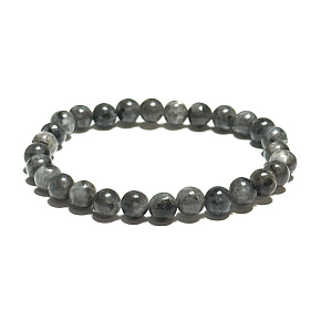 Larvikite bracelet elastic natural stone, ball 6 mm / 16 - 17 cm