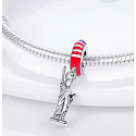 Charm Sterling Silver 925 USA American Flag - Statue of Liberty, travel bracelet pendant