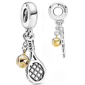 Sterling silver 925 Tennis racket and ball, 2in1 sport bracelet pendant