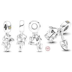 Sterling silver 925 Teapot and shovel 2in1, pendant on bracelet interests