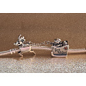 Charm Sterling silver 925 Santa and Rudolph on a sleigh, bead on a bracelet Christmas