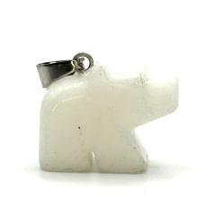 Quartz Bear pendant natural stone, hand cut figurine 1,8 x 2,5 x 8 mm, the most perfect healer