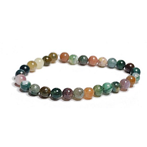 Agate Indian bracelet elastic natural stone, ball 6 mm / 16 - 17 cm, symbolizes the element of earth