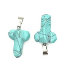 Turquenite Penis for Luck, pendant natural stone hand-polished approx. 11 x 22 mm, stone of young people, seeking life goal