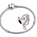 Sterling silver 925 Heart with chain Keep me safe, bead for bracelet love