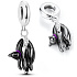 Sterling silver 925 Black lazy cat, animal bracelet pendant