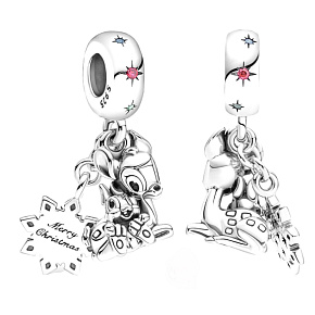 Charm Sterling silver 925 Disney Bambi and Dupik, 2in1 pendant for bracelet Christmas