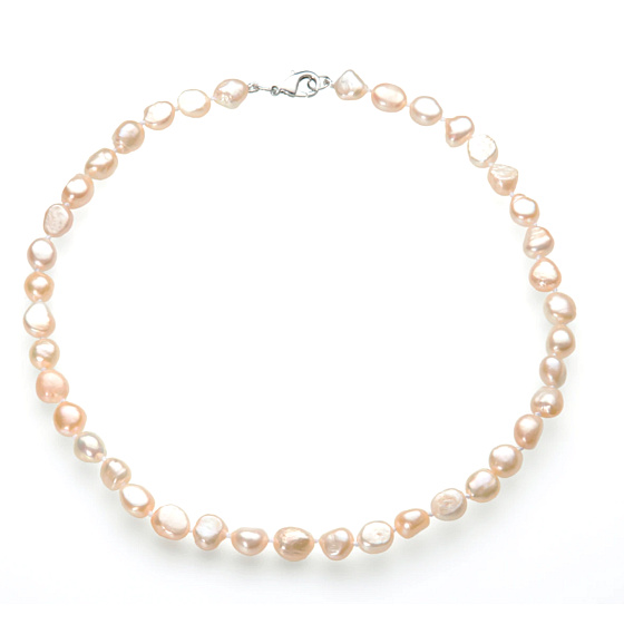 Pearl apricot river irregular necklace natural, 47 cm, symbol of femininity, brings admiration
