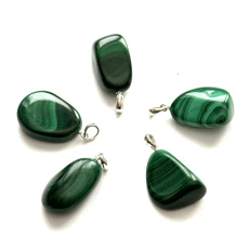 Malachite Tumbled Pendant, natural stone approx. 2.5 cm, stone of abundance, prosperous relationships