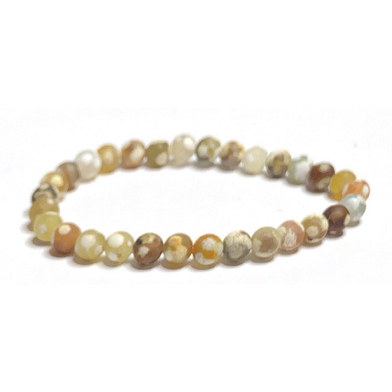 Agate fiery matt natur yellow bracelet elastic natural stone, ball 6 mm / 16 - 17 cm