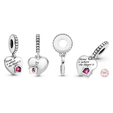 Sterling silver 925 Heart - Home is where the heart is, pendant on a bracelet family