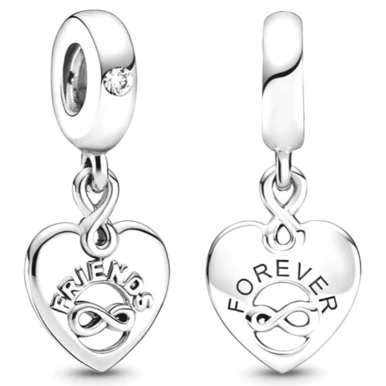 Charm Sterling silver 925 Forever friends, infinity bracelet pendant, friendship