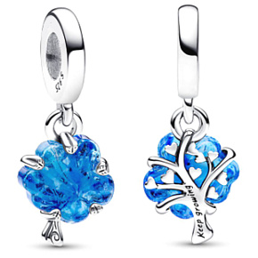 Sterling silver 925 Tree of Life blue glass Murano, nature bracelet pendant