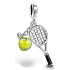Charm Sterling silver 925 Tennis racket, yellow ball, 2in1 pendant on bracelet sport
