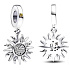 Sterling Silver 925 Sparkling Sun Charm, Universe Bracelet Pendant