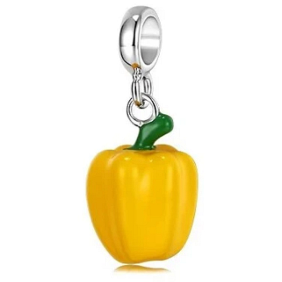 Charm Sterling silver 925 Paprika yellow, food bracelet pendant