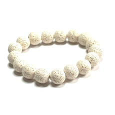 White lava elastic bracelet, natural stone, 12 mm bead / 16 - 17 cm, born from the four elements