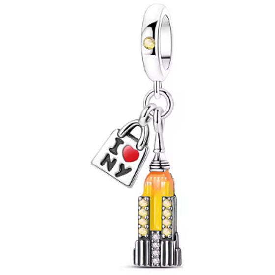 Charm USA New York – Empire State Building, sen a odvaha uspět, přívěsek na náramek cestování