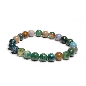 Agate Indian bracelet elastic natural stone, ball 8 mm / 16 - 17 cm, symbolizes the element of earth