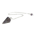 Amethyst purple pendulum natural stone 2,5 cm + 18 cm chain with bead, stone of kings and bishops