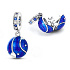 Sterling silver 925 Universe dark blue galaxy, star, 2in1 travel bracelet pendant