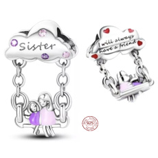 Sterling silver 925 Sister - I will always be your friend, family bracelet pendant