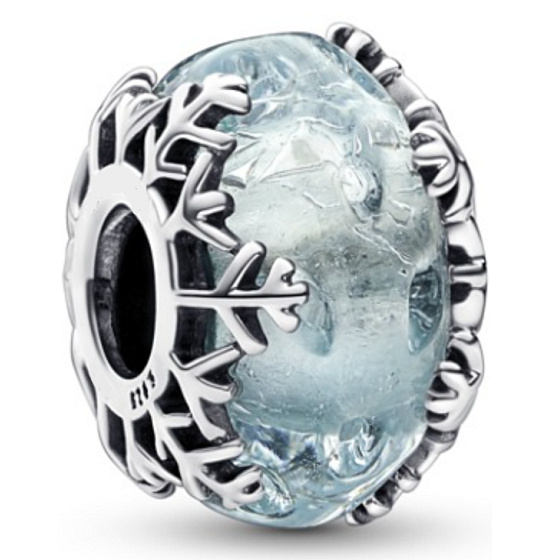 Charm Sterling silver 925 Winter blue snowflake bead bracelet Christmas