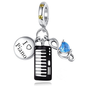 Charm Sterling silver 925 Piano - keys 3in1, pendant on bracelet interests Charm Sterling silver 925 Piano - keys 3in1, pendant on bracelet interests