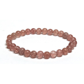Quartz pink / strawberry bracelet elastic natural stone, ball 6 mm / 16-17 cm, the most perfect healer