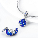 Sterling silver 925 Universe dark blue galaxy, star, 2in1 travel bracelet pendant