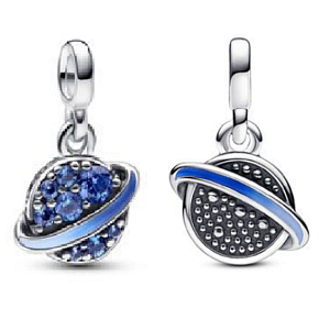 Charm Sterling Silver 925 Planet Saturn - Mini Medallion, Space Bracelet Pendant