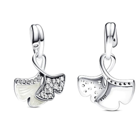 Sterling silver 925 Ginkgo Biloba leaf symbol of health, resilience, nature bracelet pendant