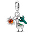 Charm Sterling silver 925 Peru - Lama, cactus, sun 3in1, travel bracelet pendant