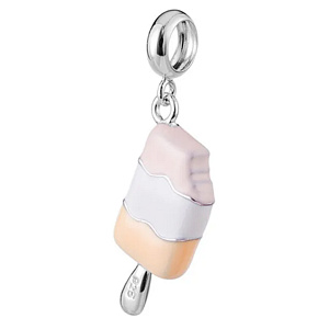 Charm Sterling Silver 925 Three-Colored Popsicle, Bracelet Pendant, Food and Drink