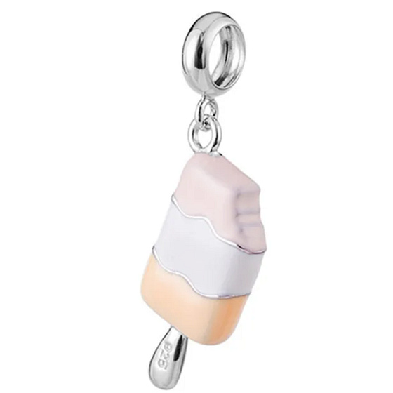 Charm Sterling Silver 925 Three-Colored Popsicle, Bracelet Pendant, Food and Drink