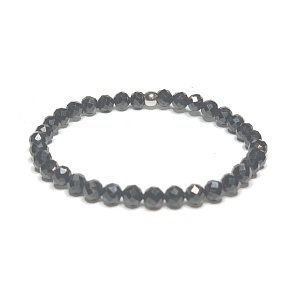 Spinel facet bracelet elastic natural stone, ball 5 mm / 16 - 17 cm