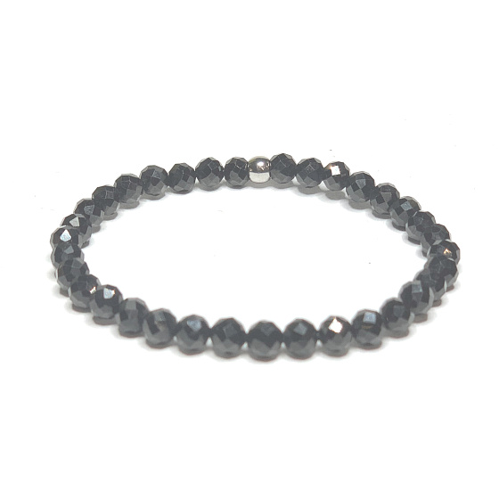 Spinel facet bracelet elastic natural stone, ball 5 mm / 16 - 17 cm
