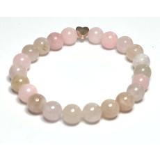 Morganite pink bracelet elastic natural stone, ball 8 mm / 16-17 cm, stone of divine love