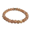 Moonstone orange bracelet elastic natural stone, ball 6 mm / 16-17 cm, stone of destiny