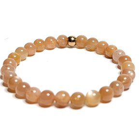 Moonstone orange bracelet elastic natural stone, ball 6 mm / 16-17 cm, stone of destiny