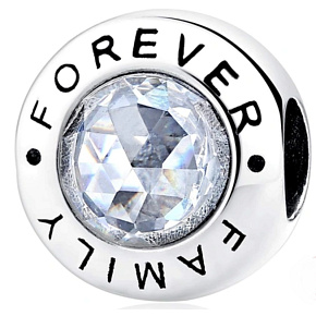 Charm Sterling silver 925 Family forever, bead on bracelet family