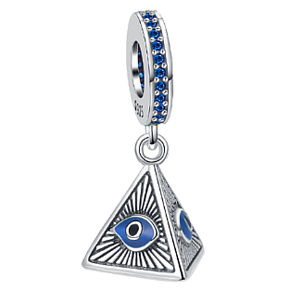 Charm Sterling silver 925 Egypt Pyramid - all-seeing eye, travel bracelet pendant