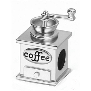 Charm Sterling silver 925 Coffee grinder - handmade, retro, bead for bracelet, food and drink Charm Sterling silver 925 Coffee grinder - handmade, retro, bead for bracelet, food and drink