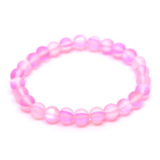 Opalit pink matt bracelet elastic, synthetic stone ball 6 mm / 16 cm, for children, wishing and hope stone