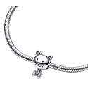 Charm Sterling silver 925 Cat and bow, bead on bracelet pet