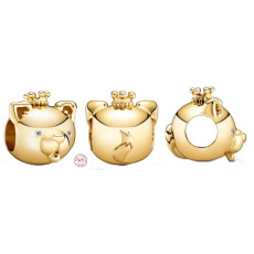 Charm Sterling silver 925 Dog is the eleventh animal in the 12-year cycle of the Chinese zodiac sign, bead for bracelet