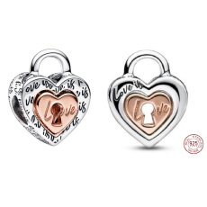 Sterling silver 925 Padlock as divisible, bead on bracelet love