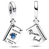 Charm Sterling silver 925 Passport with cubic zirconia, openable travel bracelet pendant