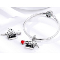 Sterling silver 925 Sewing pendant - sewing machine, dress, scissors 3in1, bracelet pendant interests