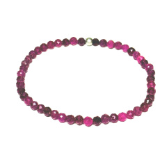 Ruby facet bracelet elastic natural stone, ball 4 mm / 16 - 17 cm, stone of love, passion, leadership